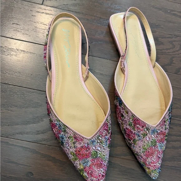 Betsey Johnson Pink Beaded Pointed Slingback Sandals - Picture 5 of 5